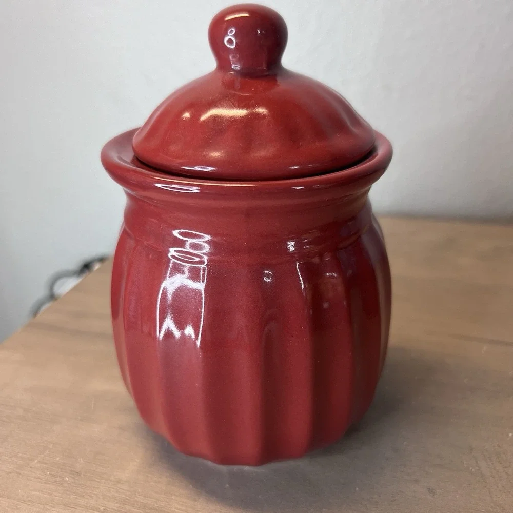 Vintage Ceramic Candle Jars Set of 3 Apple, Pumpkin Flower & Red‎ Canister READ